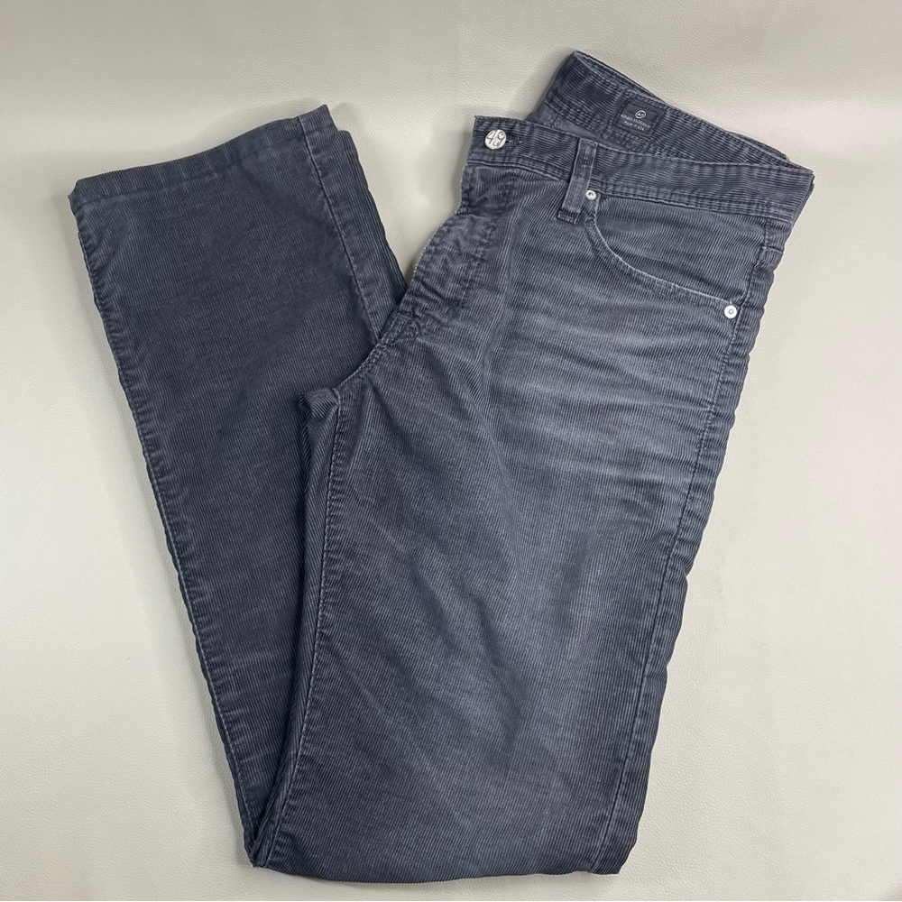 AG Adriano Goldschmied Sz 33 The Protege Black Jeans Straight Leg Men Corduroy
